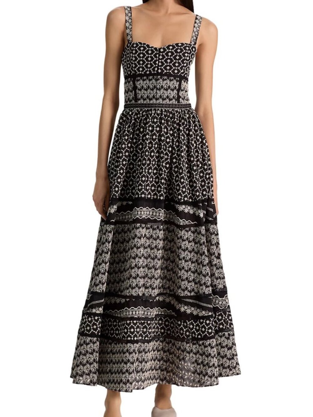 Alice and Olivia Anya Soft Sweetheart Midi Dress